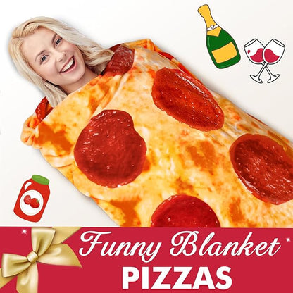 Jorbest Pizza Blanket Birthday Gifts for Women Men Teen Boys Girls, Double Sided Novelty Pizza Throw Blanket Funny Gifts for Adult and Kids, 285 GSM Soft Flannel Fun Food Blanket (Red, 47 inches)