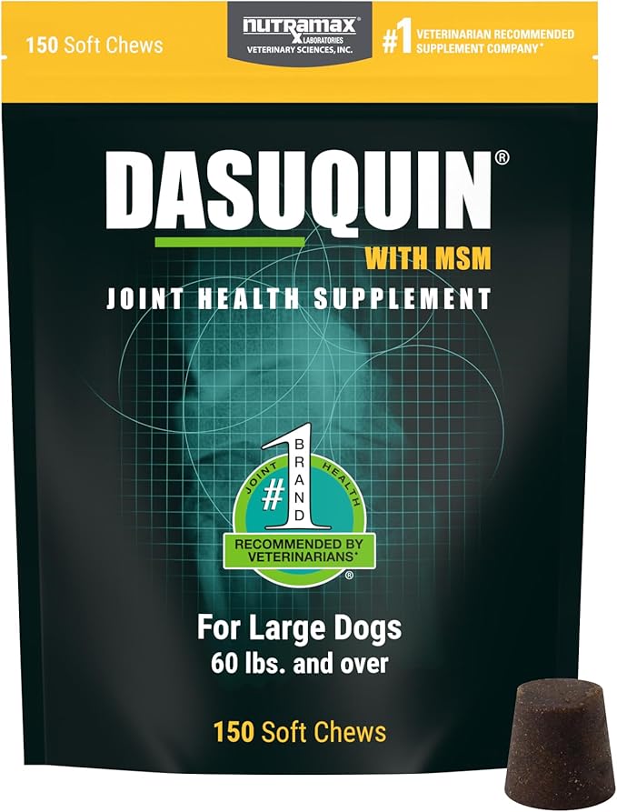 Nutramax Laboratories Dasuquin with MSM Soft Chews, Large Dog, 150 Count, brown-Mewly Pet