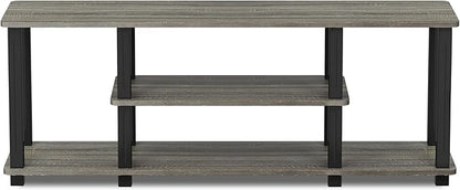 Furinno Turn-N-Tube No Tools 3D 3-Tier Entertainment TV Stand up to 50 inch TV, Square Tubes, French Oak Grey/Black
