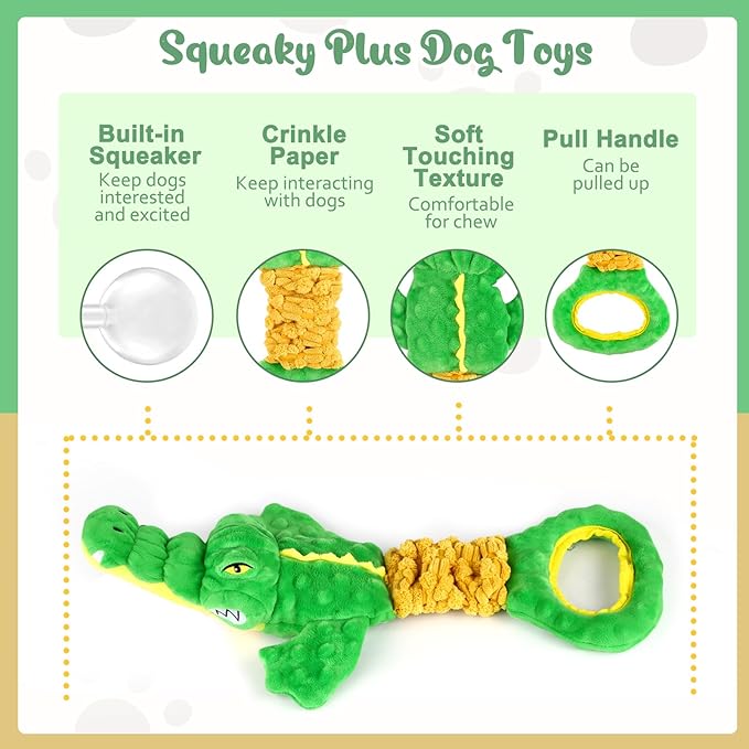 Large Dog Toys, Plush Squeaky Dog Toy with Crinkle Paper and Tug of War Handle, Interactive Puppy Toys for Small, Medium and Large Dogs-Mewly Pet