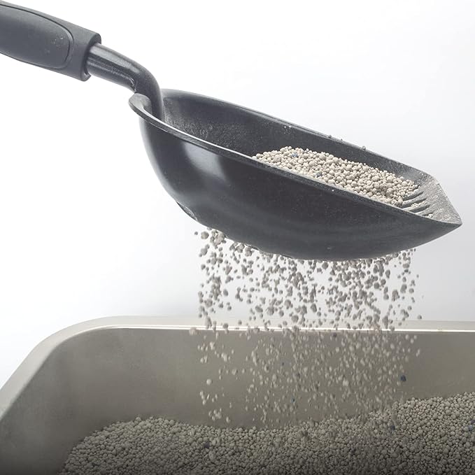 Metal Cat Litter Scoop with a Deep Shovel Design | Solid Aluminum & Non-Stick Coating | Durable Rubber Coated Handle for Easy Scooping | Perfect Size Sifting Slots for Any Type of Kitty Litter-Mewly Pet