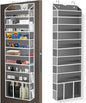 Over The Door Organizer Closet,6 Bins 12 Side Pockets,Hanging Organizer,Anti Tilt 50 lbs Load Organizers and Storage with Clear Window for Bedroom,Nursery,Rv,Bathroom,Camper(Grey)