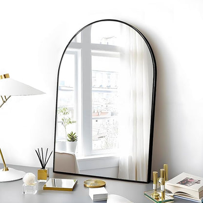 20x30 Arch Mirror Rectangle Wall Mounted Metal Frame Mirrors for Entryway Bedroom Bathroom Living Room 20 30 inch Gold Silver - Black
