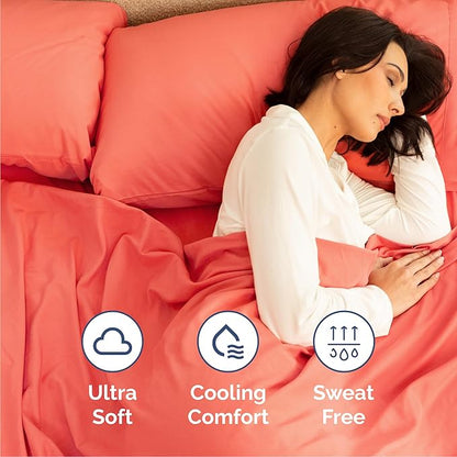 Queen 6 Piece Sheet Set - Comfy Breathable & Cooling - Ultra Soft Hotel Luxury Bedding Set w/ 8-16 Inch Deep Pockets - 1 Flat & 1 Fitted Sheet & 4 Pillowcases - Cozy, Wrinkle Free & Easy Care - Coral