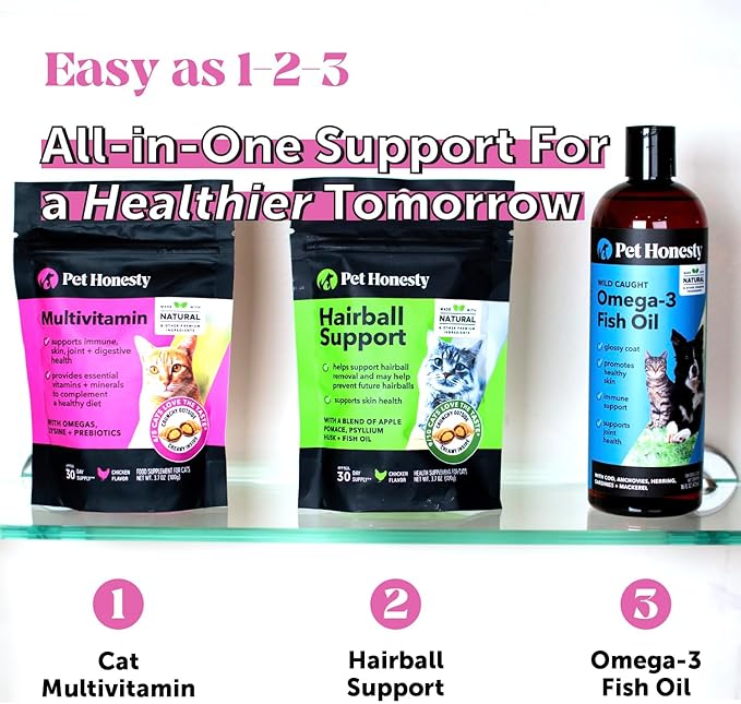 Cat Multivitamin Chews - Cat Treats for Health + Immune, Joint Support, Skin & Coat, and Digestion - Omega 3s, Lysine & Probiotics for Cats, Vitamins for Cats - Chicken (90-Day Supply)-Mewly Pet