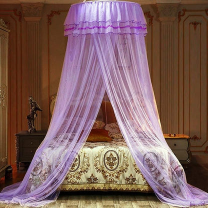 Jolitac Bed Canopy Lace Mosquito Net for Girls Beds, Unique Princess Play Tent Mesh Canopies Large Lace Dome Curtain Drapes Home & Travel (Purple)