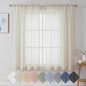Aiyufeng Kirei Farmhouse Faux Linen Sheer Curtains 63 Inches Long, Light Filtering Solid Drapes for Window, 1 Pair Natural Linen Look Curtains Sheer for Bedroom (Set of 2, 40 by 63Inch, Natural)