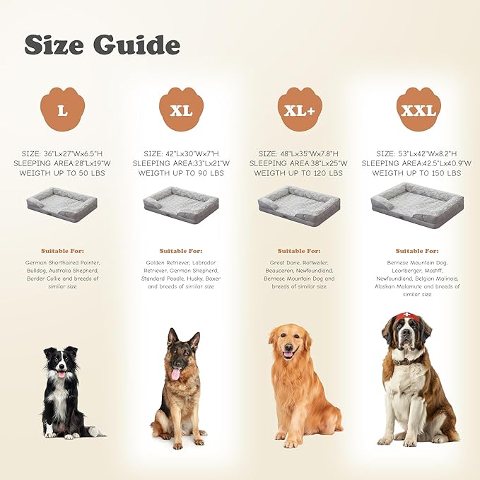 Orthopedic Dog Bed for Large Dogs - Big Washable Dog Sofa Beds Large, Supportive Foam Pet Couch Bed with Removable Washable Cover, Waterproof Lining and Nonskid Bottom-Mewly Pet