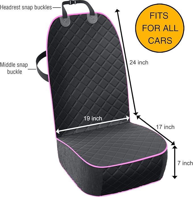 Active Pets Dog Car Seat Cover, Waterproof Front Seat Protector for SUV Truck Sedan, Pet Safety Travel Comfort System with Universal Fit, Pink-Mewly Pet