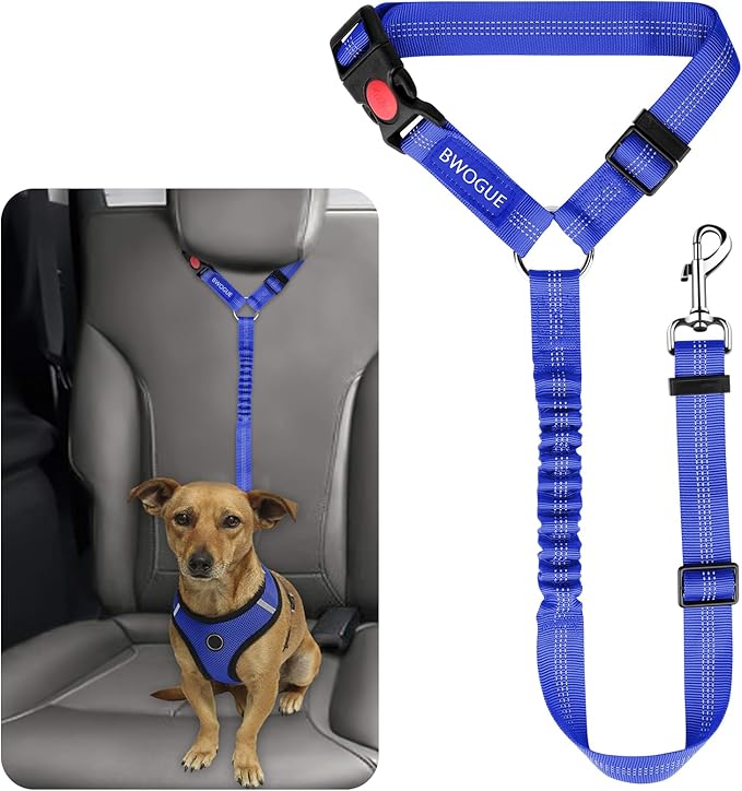 BWOGUE Pet Dog Cat Seat Belts, Car Headrest Restraint Adjustable Safety Leads Vehicle Seatbelt Harness (1 Pack)-Mewly Pet