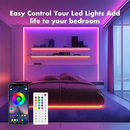 Neon Rope Lights, JIAMEI 65.6FT RGB LED Strip Lights, App Control, IR Remote, Music Syncing, Outdoor IP67 Waterproof, Flexible Strip Cuttable for Bedroom, Gaming, Party(2 Rolls of 32.8FT)
