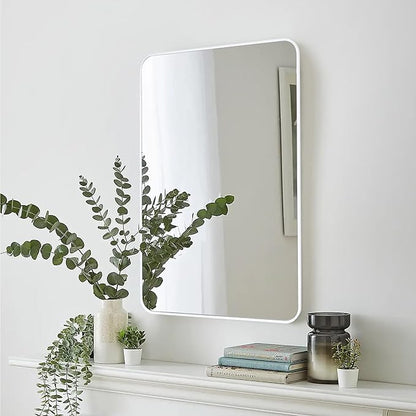 CULER White Bathroom Wall Mirror,20 x 30 Inch Rectangle Vanity Modern Tempered Glass Mirror for Bedroom,Living Room,Entryway