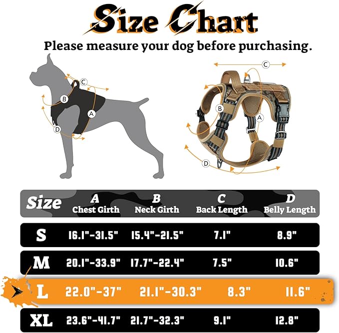 rabbitgoo Dog Harness for Large Dogs No Pull, Tactical Service Pet Vest with Molle and Control Handle, Adjustable and Reflective Military Harness for Easy Walking and Training, Desert camo, L-Mewly Pet
