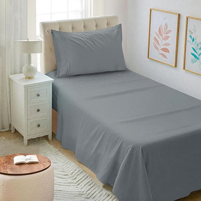 Mejoroom Twin XL Sheet Set - Hotel Luxury Microfiber Sheet & Pillowcase Sets Fits College Dorm Room Mattress - Soft, Breathable, Wrinkle & Fade Resistant - 3 Piece (Gray)