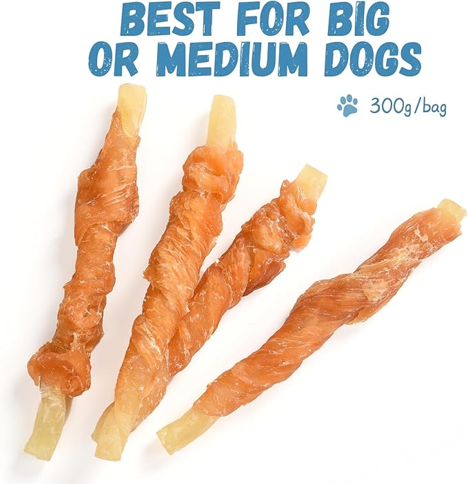 Dog Treats Chicken Wrapped Cod Sticks, Natural Chicken Cod Jerky Treats Rich in Omega-3, High Protein Chewy Training Treats Dog Snacks for Small Medium Large Dogs, 15-17 Counts, 10.6 oz-Mewly Pet