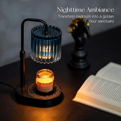 Candle Warmer Lamp with Timer: Navy Blue Candle Warming Lamp with 2 Bulbs Height Adjustable Wax Melt Dimmable Bedroom Decor Christmas Gift for Women