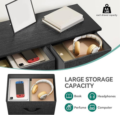YITAHOME Dresser with 5 Drawers - Fabric Storage Tower, Black Dresser & Chest of Drawers, Organizer Unit for Bedroom