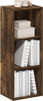 Furinno LUDER Book Shelf, 3-Cube Bookshelf, Bookcase, 9.3" x 12" x 31.5", for Living Room, Bedroom, Home Office, Amber Pine