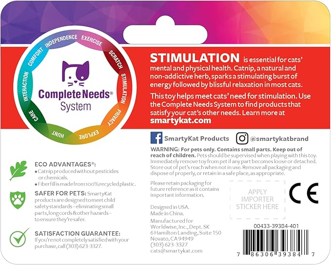 SmartyKat (3 Count) Skitter Critters Catnip Cat Toys - Gray/Cream, 3 Count-Mewly Pet