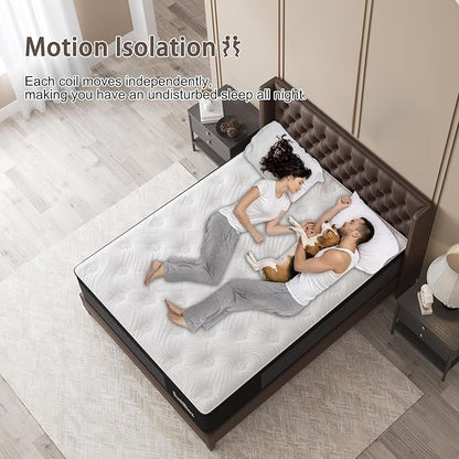 King Mattress, 14 Inch Hybrid Mattresses Eurotop with Gel Memory Foam,Motion Isolation Individually Wrapped Pocket Coils Breathable Comfort Soft Pressure Relief 100 Night Trial
