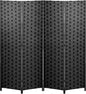 FDW Room Divider 6FT Wall Divider Wood Screen 4 Panels Wood Mesh Hand-Woven Design Room Screen Divider Indoor Folding Portable Partition Screen,Black