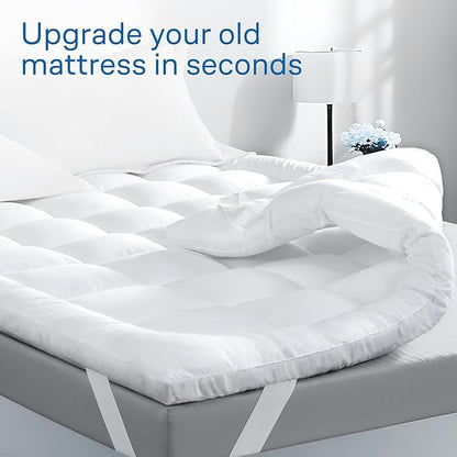 Ultra Soft Queen Mattress Topper - Cloud-Like Mattress Pad for Back Pain Relief - Breathable Cooling Material for Hot Sleepers