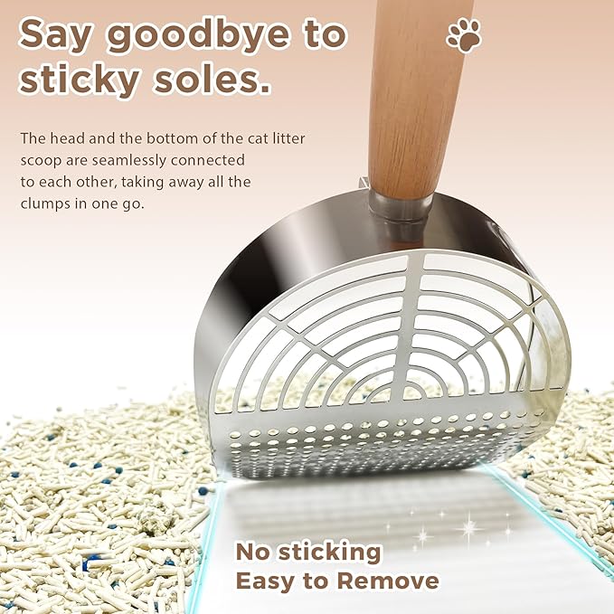 Cat Litter Scoop, Litter Scooper, Metal Cat Litter Scoop, Stainless Steel Cat Litter Scoop, Kitten Pooper Lifter, Kitty Metal Scooper with Holder for Cat Litter Box Round Holes Easy Cleaning-Mewly Pet
