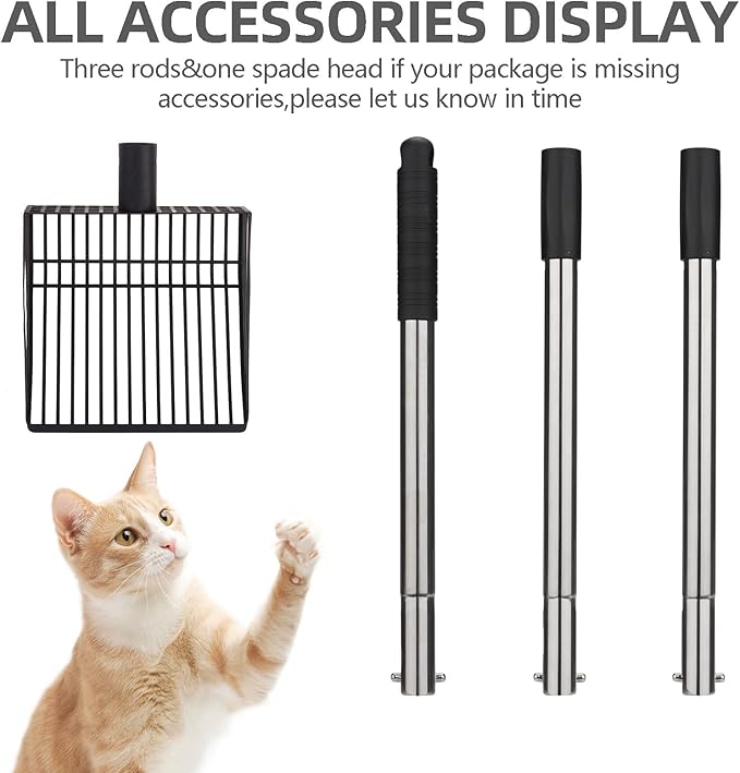 PUPTECK Fast Sifting Cat Litter Scoop - Long Handle Chicken Poop Scooper with Deep Shovel, Heavy Duty & Non-Stick Kitty Metal Litter Sifter, Chicken Coop Accessories-Mewly Pet