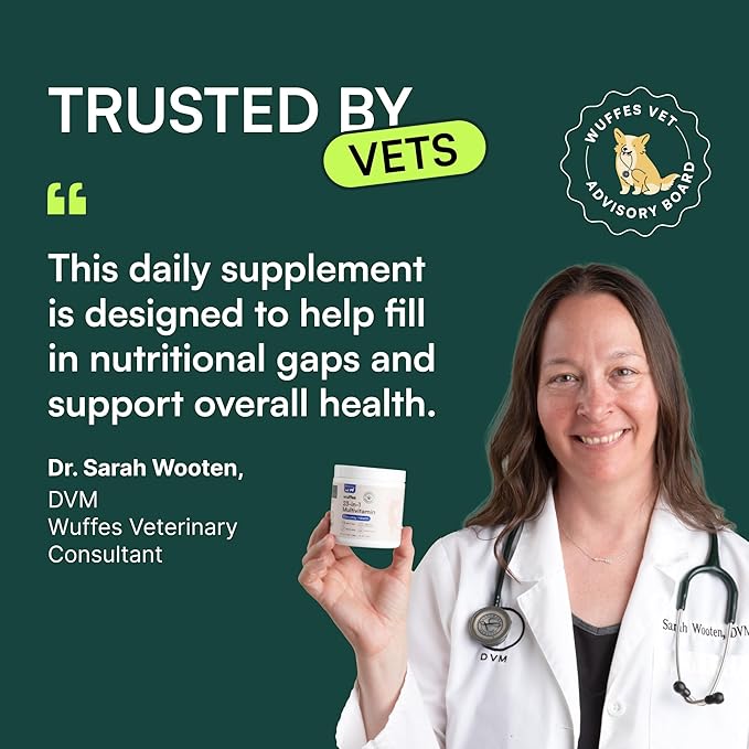 Wuffes 23-in-1 Dog Multivitamin Supplement for Hip & Joint, Skin & Coat and Immune System Support with Omega 3, Iron, Zinc, Vitamin C - Minerals & Vitamins for Senior Dogs and Puppies - 30 Soft Chews-Mewly Pet
