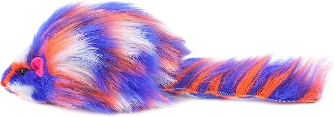CHIWAVA 6PCS 3.1" Long Haired Furry Mice with Rattle Gradient Color Small Cat Toy Mouse Kitten Interactive Toy-Mewly Pet