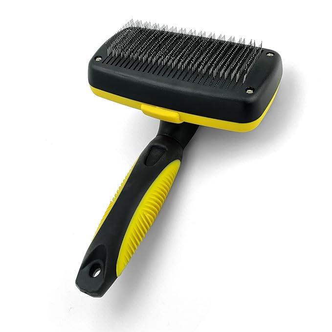 Self-Cleaning Grooming Brush for Dogs and Cats, Retractable Bristles for Easy Hair and Fur Removal - 7.5" Size-Mewly Pet