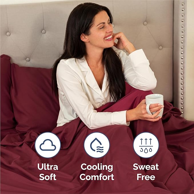 King 6 Piece Sheet Set - Comfy Breathable & Cooling - Ultra Soft Hotel Luxury Bedding Set w/ 8-16 Inch Deep Pockets - 1 Flat & 1 Fitted Sheet & 4 Pillowcases - Wrinkle Free and Easy Care - Burgundy