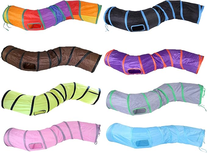 iCAGY Cat Tunnel for Indoor Cats Interactive, Rabbit Tunnel Toys, Pet Toys Play Tunnels for Cats Kittens Rabbits Puppies Crinkle Pop Up Brown 47" Shape S-Mewly Pet