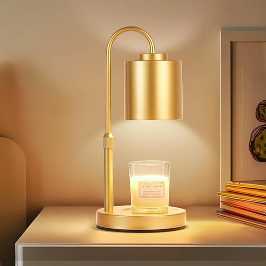 CASTLELIFE Candle Warmer Lamp with Timer & Dimmer, Height Adjustable Electric Wax Melt Warmer for Jar Candles, Gifts for Mom Home Decor, Gold