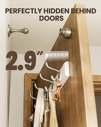 AMADA HOMEFURNISHING Coat Rack Wall Mount 2 Pack, Wall Hooks for Coats, Hats - White