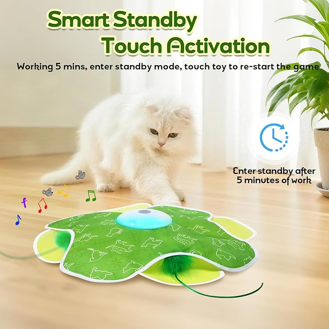 Interactive Cat Toys, Motion Activated, Moving Feather, Real Mouse Squeaky, Hide and Seek Cat Toys for Indoor Cats-Mewly Pet
