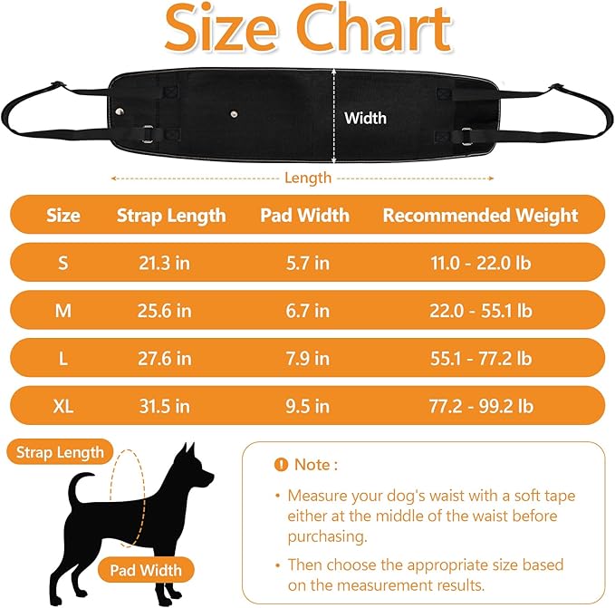Dog Lift Harness Dog Sling for Large Dogs, Portable Dog Carrier Sling for Back Legs, Ajustable Hip Support Harness for Weak Rear Leg, Assist Senior Disabled Joint Injuried and After ACL-Mewly Pet