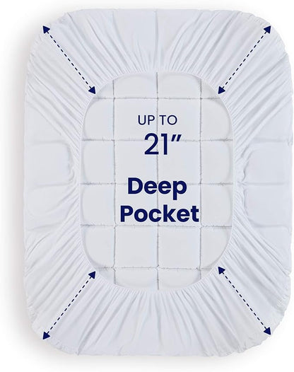 SLEEP ZONE Twin XL Cotton Mattress Pad for College Dorm, Machine Washable Mattress Protector Cover, Soft Cotton Top Cooling Mattress Topper Fits 8-21 inch Deep Pocket, Twin XL