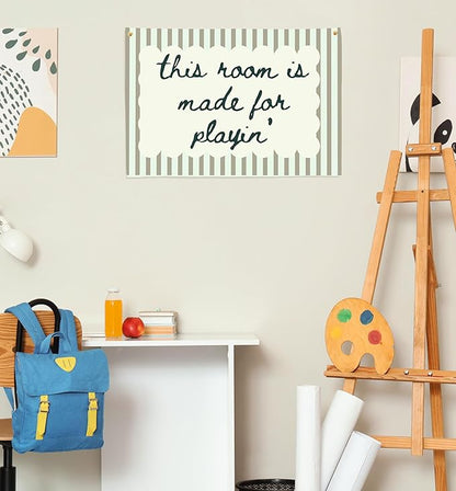 Playroom Rectangular Canvas Banner Wall Decor-Flag Poster Wall Decor for Baby Boy Girl Kids Teen,Playroom Nursery Homeschool Bedroom Home-Baby Shower Birthday Christmas-This Room Is Made for Playing