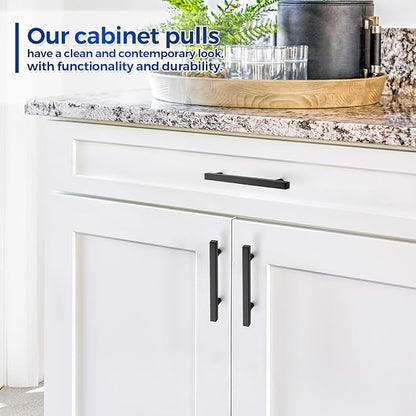 JOY DECOR 30 Pack 3-3/4 Inch Matte Black Square Cabinet Handles Stainless Steel Cabinet Hardware Pulls for Kitchen and Drawers with 6 Inch Overall Length