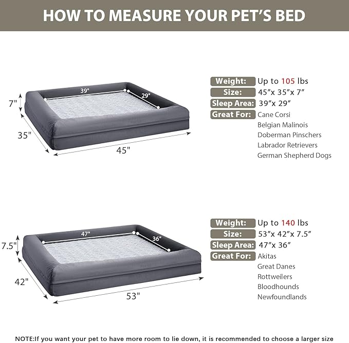 WNPETHOME XXL Extra Large Dog Bed, Washable Dog Couch with Removable Waterproof Cover, Orthopedic Large Pet Sofa Bed with Bolster Sides for Sleeping-Mewly Pet