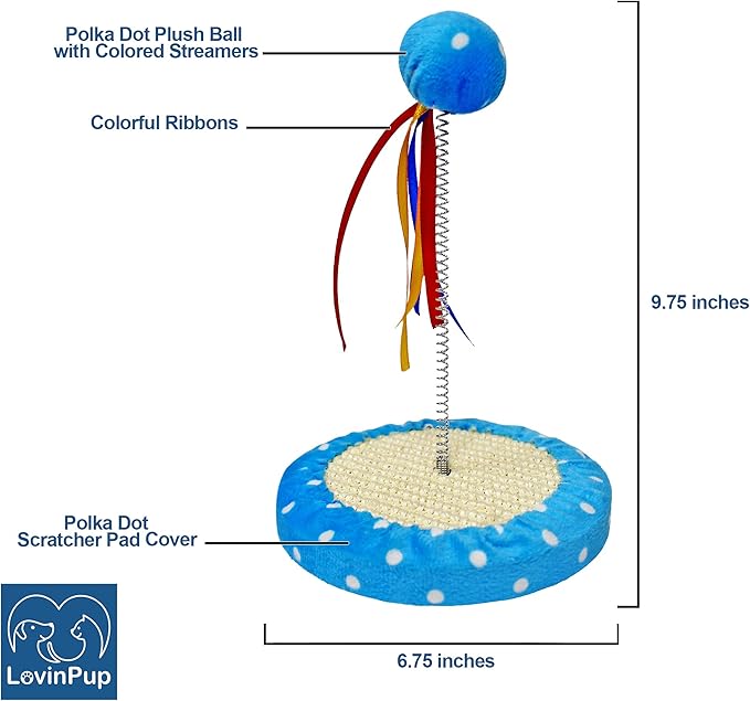 Cat Tree with Toy Ball, Interactive Cats Scratcher Toys with Colorful Ribbons, Play kat Tree, Fun, Entertaining for Large Cats and Small Kittys-Mewly Pet