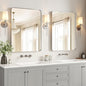 USHOWER Brushed Nickel Bathroom Mirrors 24"x36" 2 Pack, Silver Rectangle Mirrors for Over Sink, Rounded Corner, Aluminum Frame, Anti-Rust, Tempered Glass, Horizontal or Vertical Mounted