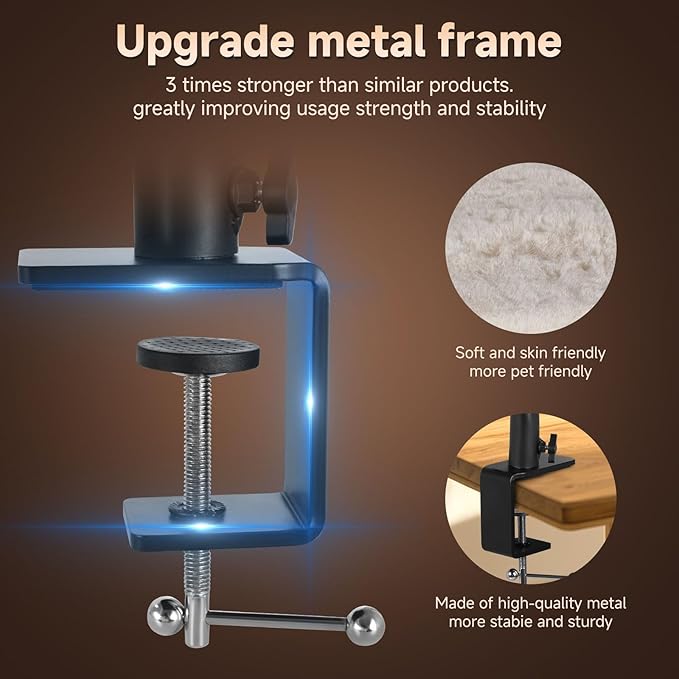 Cat Desk Bed - 360° Rotating Mount Attachment - Space-Saving Cats Hammock for Home Office/Computer Desks, Washable All-Season Indoor Pet Nest - Comfortable Perch-Mewly Pet