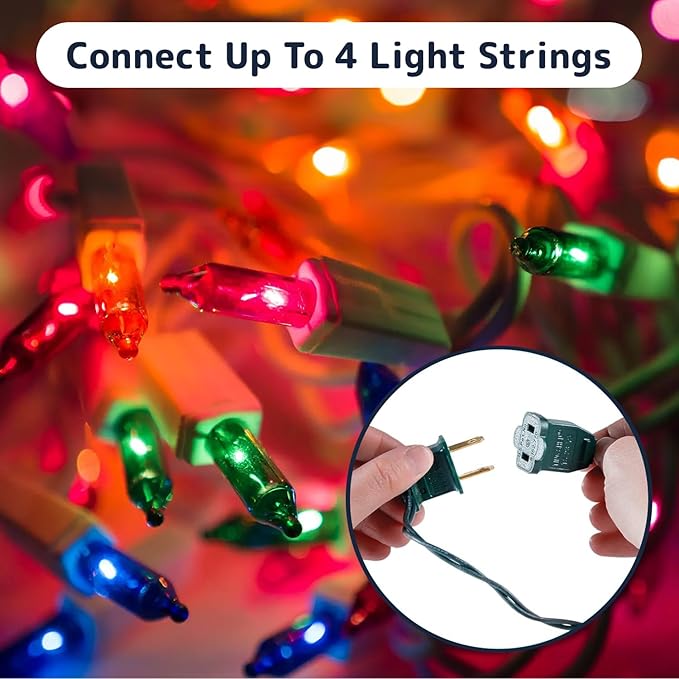 PREXTEX Multi Colored Christmas Tree Light String - Twinkle 200 Lights Mixed Color with Green Wire - 40 ft Outdoor Mardi Gras Lights for Holiday and Indoor Decorations