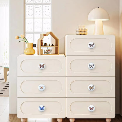 JamJam 8Pack 1.5" Cute Unique Nursery Kids Ceramic Butterflies Cupboard Cabinet Door Furniture Dresser Drawer Pulls and Knobs