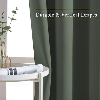 NICETOWN Privacy Blackout Doorway 80 inch Curtains, Grommet Light Blocking Window Treatments Thermal Drapes for Bedroom/Living Room, W46 x L80, 2 Panels, Dark Mallard