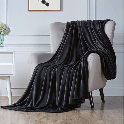 Walensee Fleece Blanket Plush Throw Fuzzy Lightweight (XL-Twin Size 66x90 Black) Super Soft Microfiber Flannel Blankets for Couch, Bed, Sofa Ultra Luxurious Warm and Cozy for All Seasons