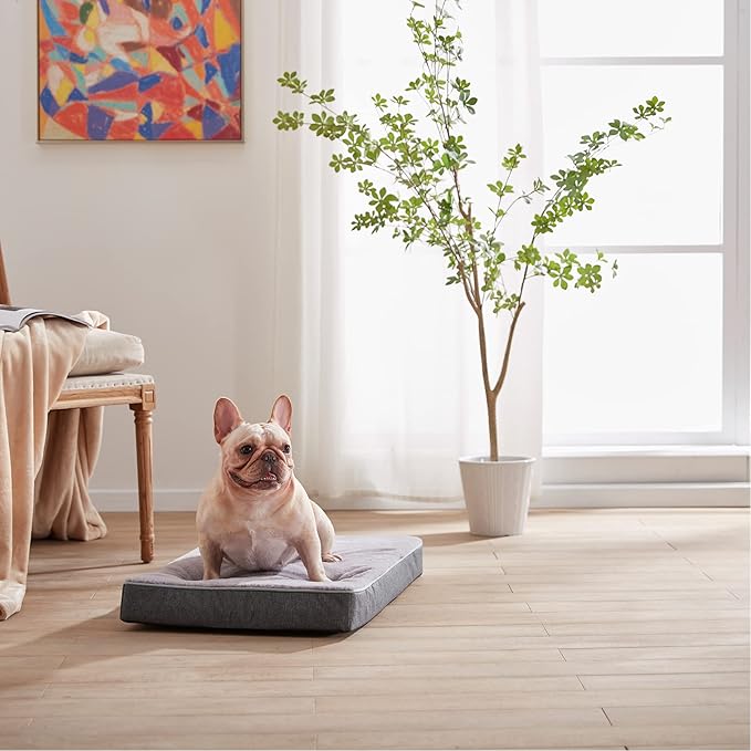 Orthopedic Memory Foam Dog Bed,Cooling Dog Beds for Medium Dogs, Washable Pet Beds for Crate with Faux Fur Cover, Waterproof Lining, M(29inch)-Mewly Pet