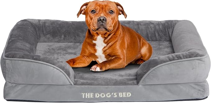 The Dog’s Bed, Orthopedic Standard Foam Waterproof Dog Bed with Standard Support, Large Silver Grey Plush, Waterproof, Supportive Dog Bed with Replaceable Covers, Veterinary Approved-Mewly Pet